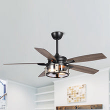 Carregar imagem no visualizador da galeria, 52" Coimbatore Farmhouse Downrod Mount Reversible Ceiling Fan with Lighting and Remote Control