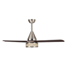 Carregar imagem no visualizador da galeria, 52" Farmhouse Satin Nickel Downrod Mount Reversible Crystal Ceiling Fan with Lighting and Remote Control