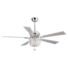 Carregar imagem no visualizador da galeria, 52" Ganga Modern Downrod Mount Reversible Crystal Ceiling Fan with Lighting and Remote Control