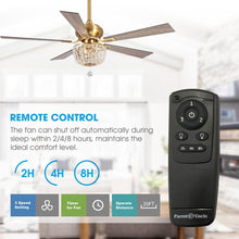 Carregar imagem no visualizador da galeria, 52" Ganga Modern Downrod Mount Reversible Crystal Ceiling Fan with Lighting and Remote Control