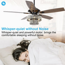 Carregar imagem no visualizador da galeria, 52" Howell Modern Downrod Mount Reversible Crystal Ceiling Fan with Lighting and Remote Control