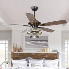 Carregar imagem no visualizador da galeria, 52" Howell Modern Downrod Mount Reversible Crystal Ceiling Fan with Lighting and Remote Control