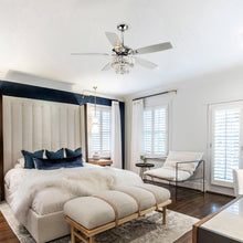 Carregar imagem no visualizador da galeria, 52" Howell Modern Downrod Mount Reversible Crystal Ceiling Fan with Lighting and Remote Control