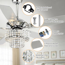 Carregar imagem no visualizador da galeria, 52" Howell Modern Downrod Mount Reversible Crystal Ceiling Fan with Lighting and Remote Control