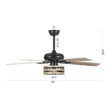 Carregar imagem no visualizador da galeria, 52" Hyderabad-Secunderabad Farmhouse Downrod Mount Reversible Ceiling Fan with Lighting and Remote Control