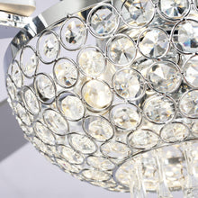 Carregar imagem no visualizador da galeria, 52" Kanpur Modern Chrome Flush Mount Reversible Crystal Ceiling Fan with Lighting and Remote Control