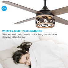 Carregar imagem no visualizador da galeria, 52" Kashmir Farmhouse Downrod Mount Reversible Ceiling Fan with Lighting and Remote Control