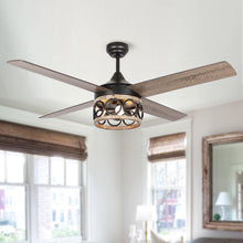 Carregar imagem no visualizador da galeria, 52" Kashmir Farmhouse Downrod Mount Reversible Ceiling Fan with Lighting and Remote Control