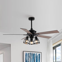 Carregar imagem no visualizador da galeria, 52" Kashmir Traditional Downrod Mount Reversible Ceiling Fan with Lighting and Remote Control