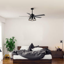 Carregar imagem no visualizador da galeria, 52" Kashmir Traditional Downrod Mount Reversible Ceiling Fan with Lighting and Remote Control