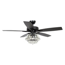 Carregar imagem no visualizador da galeria, 52" Kerala Modern Chrome Downrod Mount Reversible Crystal Ceiling Fan with Lighting and Remote Control