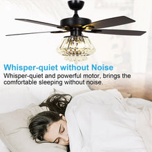 Carregar imagem no visualizador da galeria, 52" Kerala Modern Chrome Downrod Mount Reversible Crystal Ceiling Fan with Lighting and Remote Control