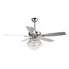 Carregar imagem no visualizador da galeria, 52" Kerala Modern Chrome Downrod Mount Reversible Crystal Ceiling Fan with Lighting and Remote Control