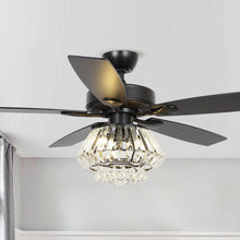 Carregar imagem no visualizador da galeria, 52" Kerala Modern Chrome Downrod Mount Reversible Crystal Ceiling Fan with Lighting and Remote Control