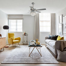 Carregar imagem no visualizador da galeria, 52" Kerala Modern Chrome Downrod Mount Reversible Crystal Ceiling Fan with Lighting and Remote Control