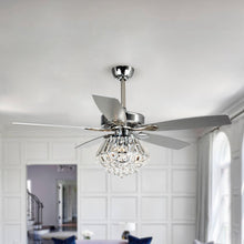 Carregar imagem no visualizador da galeria, 52" Kerala Modern Chrome Downrod Mount Reversible Crystal Ceiling Fan with Lighting and Remote Control