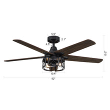 Carregar imagem no visualizador da galeria, 52" Kolkata Industrial Downrod Mount Reversible Ceiling Fan with Lighting and Remote Control