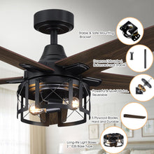 Carregar imagem no visualizador da galeria, 52" Kolkata Industrial Downrod Mount Reversible Ceiling Fan with Lighting and Remote Control