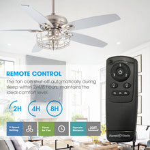 Carregar imagem no visualizador da galeria, 52" Kyla Industrial Brushed Nickel Reversible Caged Ceiling Fan with Lighting