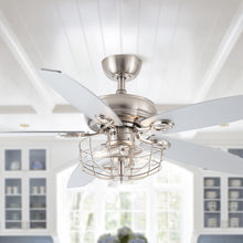 Carregar imagem no visualizador da galeria, 52" Kyla Industrial Brushed Nickel Reversible Caged Ceiling Fan with Lighting