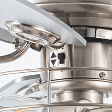 Carregar imagem no visualizador da galeria, 52" Kyla Industrial Brushed Nickel Reversible Caged Ceiling Fan with Lighting