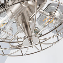 Carregar imagem no visualizador da galeria, 52" Kyla Industrial Brushed Nickel Reversible Caged Ceiling Fan with Lighting