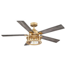 Carregar imagem no visualizador da galeria, 52" Lucknow Industrial Black Reversible Ceiling Fan with Lighting and Remote Control