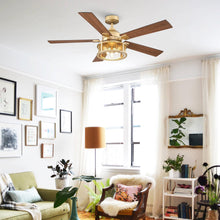 Carregar imagem no visualizador da galeria, 52" Lucknow Industrial Black Reversible Ceiling Fan with Lighting and Remote Control