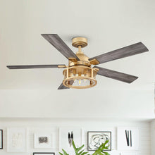 Carregar imagem no visualizador da galeria, 52" Lucknow Industrial Black Reversible Ceiling Fan with Lighting and Remote Control