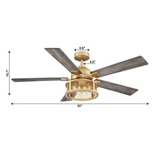 Carregar imagem no visualizador da galeria, 52" Lucknow Industrial Black Reversible Ceiling Fan with Lighting and Remote Control