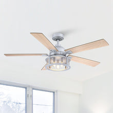 Carregar imagem no visualizador da galeria, 52" Lucknow Industrial Black Reversible Ceiling Fan with Lighting and Remote Control