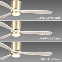 Carregar imagem no visualizador da galeria, 52" Mayna Modern Flush Mount Reversible Ceiling Fan with LED Lighting and Remote Control