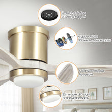 Carregar imagem no visualizador da galeria, 52" Mayna Modern Flush Mount Reversible Ceiling Fan with LED Lighting and Remote Control