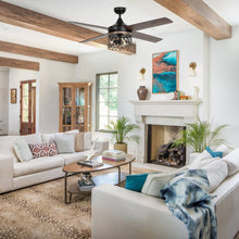 Carregar imagem no visualizador da galeria, 52" Mirelle Farmhouse Downrod Mount Reversible Ceiling Fan with Lighting and Remote Control