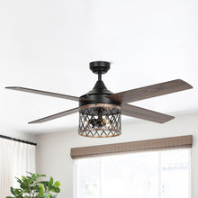 Carregar imagem no visualizador da galeria, 52" Mirelle Farmhouse Downrod Mount Reversible Ceiling Fan with Lighting and Remote Control