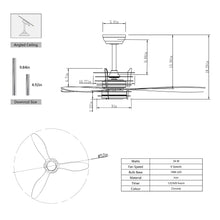Carregar imagem no visualizador da galeria, 52" Modern Ceiling Fan with Light, 3 ABS Blades, DC Remote Control