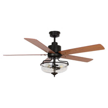 Carregar imagem no visualizador da galeria, 52" Mumbai Industrial Downrod Mount Reversible Ceiling Fan with Lighting and Remote Control