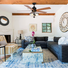 Carregar imagem no visualizador da galeria, 52" Mumbai Industrial Downrod Mount Reversible Ceiling Fan with Lighting and Remote Control