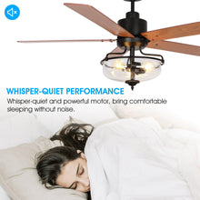 Carregar imagem no visualizador da galeria, 52" Mumbai Industrial Downrod Mount Reversible Ceiling Fan with Lighting and Remote Control