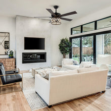 Carregar imagem no visualizador da galeria, 52" New Delhi Industrial Downrod Mount Reversible Ceiling Fan with Lighting and Remote Control