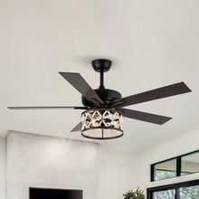 Carregar imagem no visualizador da galeria, 52" New Delhi Industrial Downrod Mount Reversible Ceiling Fan with Lighting and Remote Control