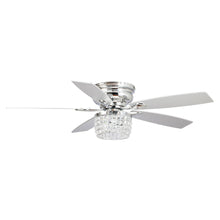 Carregar imagem no visualizador da galeria, 52" Panipat Modern Chrome Flush Mount Reversible Crystal Ceiling Fan with Lighting and Remote Control