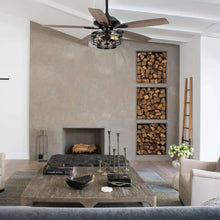 Carregar imagem no visualizador da galeria, 52" Paquette Industrial Downrod Mount Reversible Ceiling Fan with Lighting and Remote Control