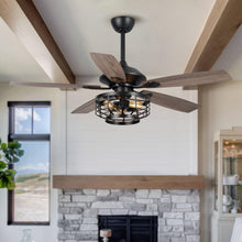 Carregar imagem no visualizador da galeria, 52" Paquette Industrial Downrod Mount Reversible Ceiling Fan with Lighting and Remote Control