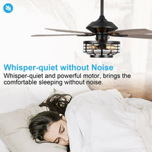 Carregar imagem no visualizador da galeria, 52" Paquette Industrial Downrod Mount Reversible Ceiling Fan with Lighting and Remote Control