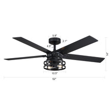 Carregar imagem no visualizador da galeria, 52" Prayag Industrial Downrod Mount Reversible Ceiling Fan with Lighting and Remote Control