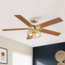 Carregar imagem no visualizador da galeria, 52" Prayag Industrial Downrod Mount Reversible Ceiling Fan with Lighting and Remote Control