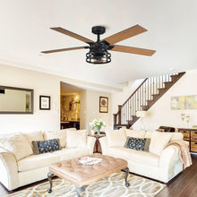 Carregar imagem no visualizador da galeria, 52" Prayag Industrial Downrod Mount Reversible Ceiling Fan with Lighting and Remote Control