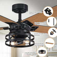 Carregar imagem no visualizador da galeria, 52" Prayag Industrial Downrod Mount Reversible Ceiling Fan with Lighting and Remote Control