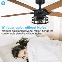 Carregar imagem no visualizador da galeria, 52" Prayag Industrial Downrod Mount Reversible Ceiling Fan with Lighting and Remote Control
